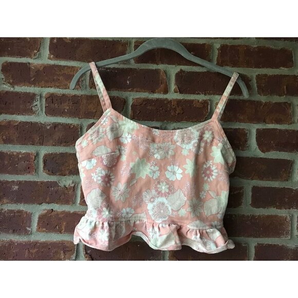 altar'd state peach floral denim tank top - Picture 1 of 4